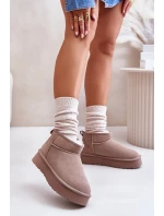 Modne Zamszowe Niskie Śniegowce Khaki Nucca