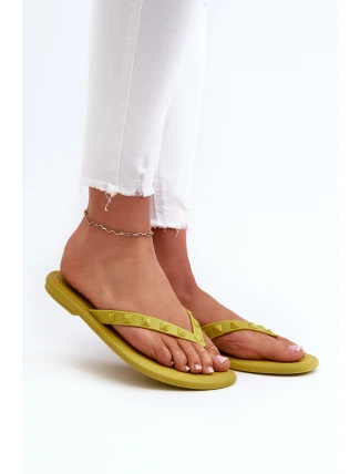 Płaskie Elastyczne Klapki Japonki Damskie ZAXY JJ285253 Limonkowe