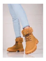 Dámske členkové topánky s kožúškom OH-20Y Camel - RARLON