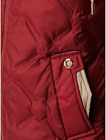 Dámska prešívaná prechodná bunda s kapucňou, bordová, FashionStreet TY5885 Dámska prešívaná prechodná bunda s kapucňou, bordová, FashionStreet TY5885