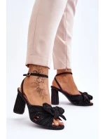 Modne Sandały Z Kokardą Na Obcasie Czarne Callum