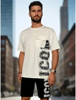 Pánsky biely set s potlačou FashionStreet AX0800
