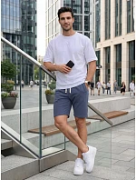 Pánske teplákové šortky so šnúrkou, modré, FashionStreet SX2623
