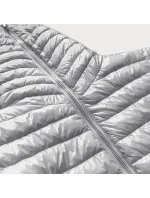 Strieborná prešívaná dámska bunda s kapucňou (B9561)