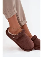 Kapcie Damskie Z Paskiem Ocieplane Futerkiem Czekoladowe Rilena