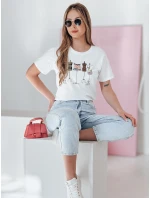 Dámske bavlnené tričko s potlačou MANETEE biele FashionStreet RY2728 Dámske bavlnené tričko s potlačou MANETEE biele FashionStreet RY2728