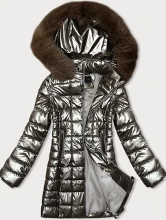 Dámska metalická bunda s kapucňou J Style Old Gold (16M9120-403)