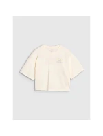 Dievčenský oversize crop top s potlačou 4F 4FJWSS25TTSHF1868-11S