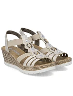 Dámske sandále espadrille pohodlné béžové Rieker 619B2-60 Dámske sandále espadrille pohodlné béžové Rieker 619B2-60