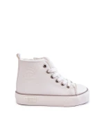 Dziecięce Wysokie Trampki Na Suwak Big Star KK374227 Białe