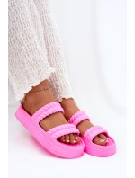 Piankowe Lekkie Klapki Damskie Na Platformie S.Barski ZK51-001 Fuksja