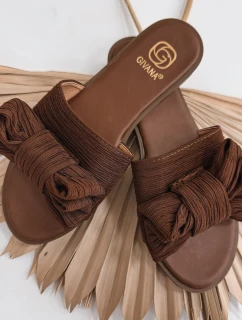 Dámské ploché sandály s mašlí Hnědé Amivelle