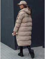 Dámska zimná dlhá oversize bunda s kapucňou MELVIN tmavo béžová FashionStreet TY4509