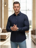 Pánska tmavomodrá vzorovaná košeľa slim fit FashionStreet DX2690