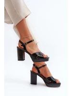 Lakierowane Sandały Damskie Na Słupku Czarne D&A MR38-668