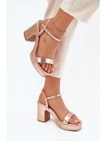 Eko Skórzane Sandały Na Słupku Różowe Złoto Lillita