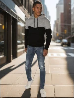 Pánska základná mikina s kapucňou svetlo šedá FashionStreet BX5875