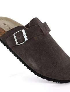 Dámske kožené žabky vstavané hnedé Vinceza 101332