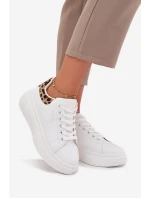 Sneakersy Damskie Na Platformie Big Star SS274247 Białe Panterka