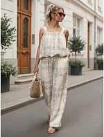 Dvojdielny dámsky letný komplet s viskózou, béžový, FashionStreet AY1204