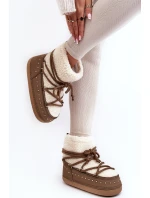 Damskie Ocieplane Śniegowce Brązowe Rohes