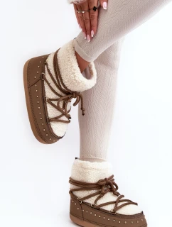 Damskie Ocieplane Śniegowce Brązowe Rohes