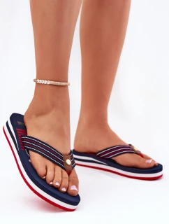 Damskie Klapki Japonki Na Koturnie Big Star RR274A126 Granatowe