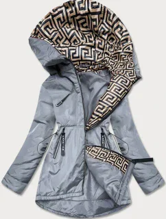 Šedo-béžová dámska bunda pre prechodné obdobie (B8037-9046)