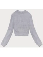 Svetlosivá tenká krátka dámska tepláková mikina (8B938-2) Svetlosivá tenká krátka dámska tepláková mikina (8B938-2)