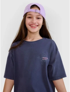 Dievčenské tričko oversize s potlačou 4F 4FJWSS25TTSHF1853-22S