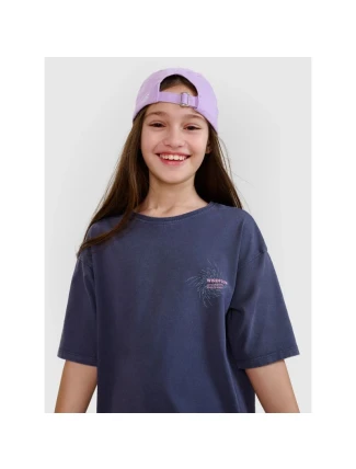 Dievčenské tričko oversize s potlačou 4F 4FJWSS25TTSHF1853-22S