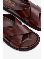 Pánske kožené papuče Big Star TT174218 Dark brown