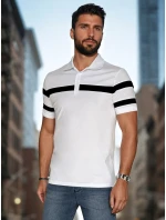 Pánske polo tričko s pruhmi biele FashionStreet PX0628