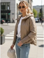 Dámska prechodná prešívaná bunda s kapucňou FashionStreet camel TY5561