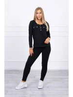 Súprava s gombíkovým výstrihom čiernej farby