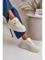 Sneakersy Buty Sportowe Damskie Ocieplane Na Masywnej Podeszwie Beżowe Verissha