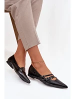 Lakované baleríny s pruhy Černé Palenna