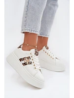 Dámské tenisky na platformě s přezkou Bílá leopardí vzor Palvessa