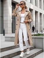 Dámsky dvojradový kabát s kapucňou FashionStreet camel TY5656 Dámsky dvojradový kabát s kapucňou FashionStreet camel TY5656