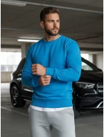 Pánska hladká modrá mikina FashionStreet BX4386