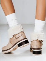 Dámske čižmy z ovčej kože béžové FashionStreet ZY1249