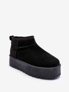 Zamszowe Śniegowce Na Platformie Czarne Corcoran