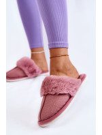 Dámske zateplené papuče s kožúškom Tmavo ružová Franco