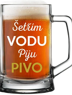 ŠETRÍM VODU, PITIE PIVA - pivný pohár 0,5 l