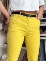 Dámske nohavice chinos s opaskom LINESKA horčicová FashionStreet UY2579