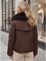 Dámska zimná bunda s odnímateľným golierom, hnedá, FashionStreet TY6071 Dámska zimná bunda s odnímateľným golierom, hnedá, FashionStreet TY6071