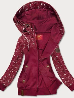 Dámska bordová mikina s kvetmi (AMG828)