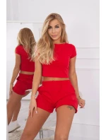 Bavlnená súprava so šortkami červená