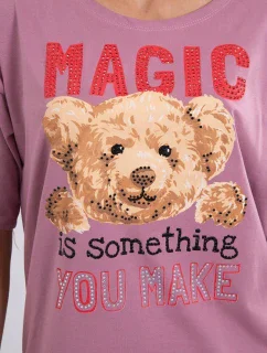 Tmavo ružová blúzka s potlačou Magic