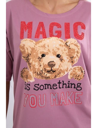 Tmavo ružová blúzka s potlačou Magic Tmavo ružová blúzka s potlačou Magic